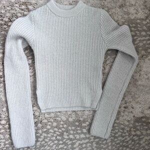 Zara Ribbed Cropped Grey Wool Sweater